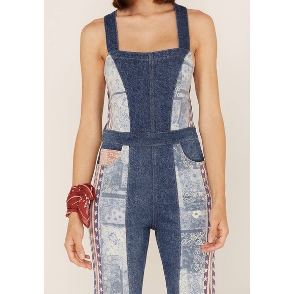 Free People 'We the Free' Dallas Flared Denim Jumpsuit, Stars and Stripes - Picture 9 of 9